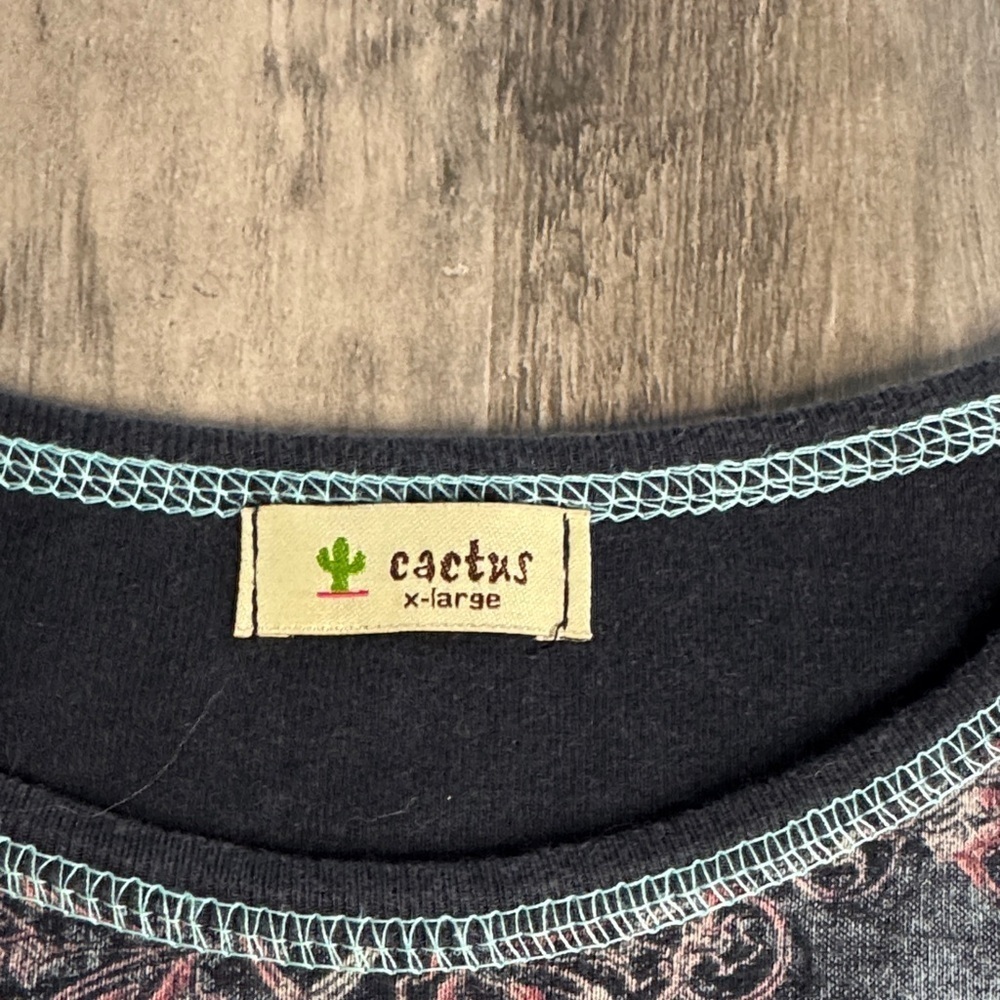 Cactus Long Sleeve Texas Rodeo 3/4  Sleeve Tee - Black and Gray - Picture 2 of 5